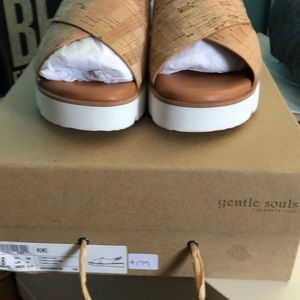 Gentle Souls Kiki Leather PEEP Toe Natural Cork 8